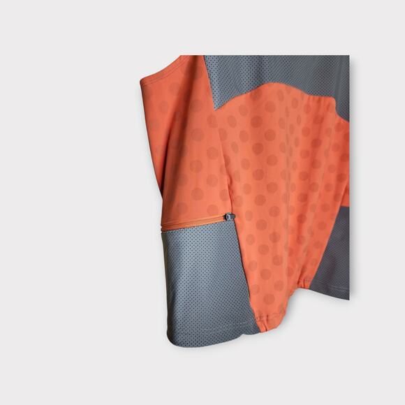 Oiselle Womens Reflective Colorblock Running Tank Gray Coral Pockets 1X 2X - Picture 4 of 8